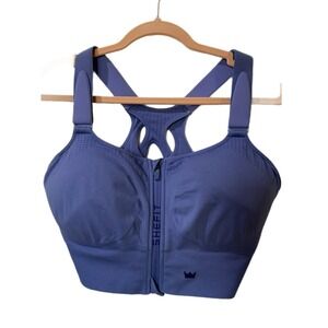 SHEFIT Women's Low Impact Sports Bra Periwinkle Size 5 Luxe Bust 49"-52" Zipper